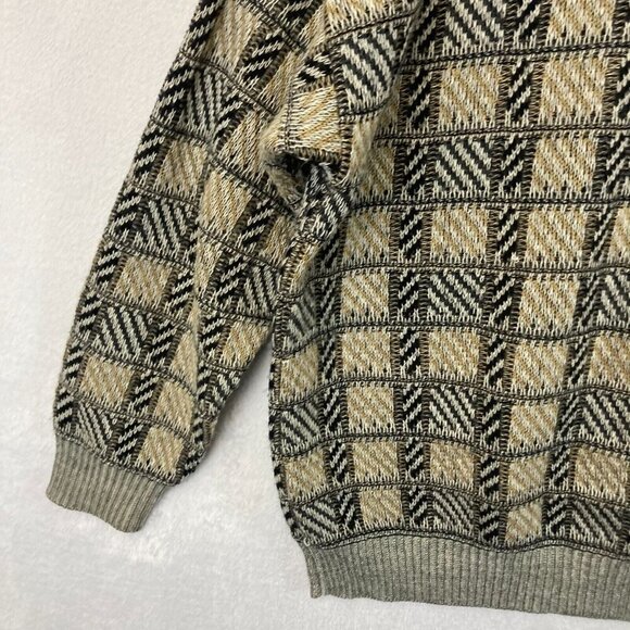 Vintage Lifestyle Munsingwear Knit Sweater Mens Large L Tan Plaid Grandpa Dad - Picture 13 of 15